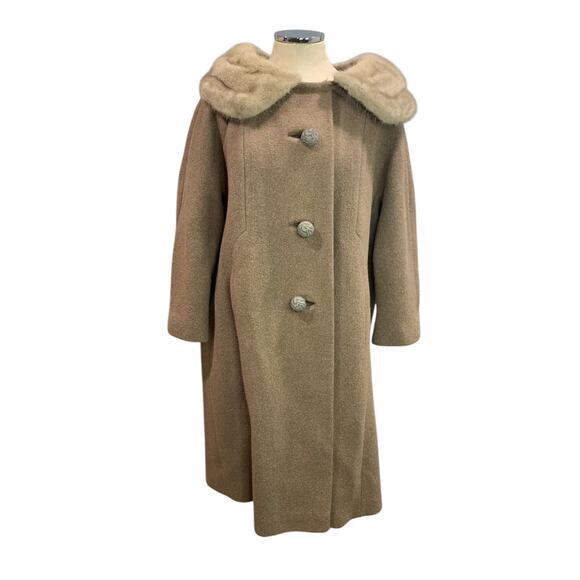 XL Vintage 1950s Wool Coat Womens Fur Collar Scranton PA - Picture 1 of 11
